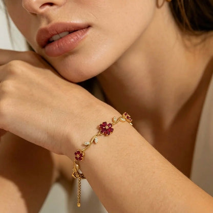 18Kt Gold Plated Crystal Flower Vine Bracelet