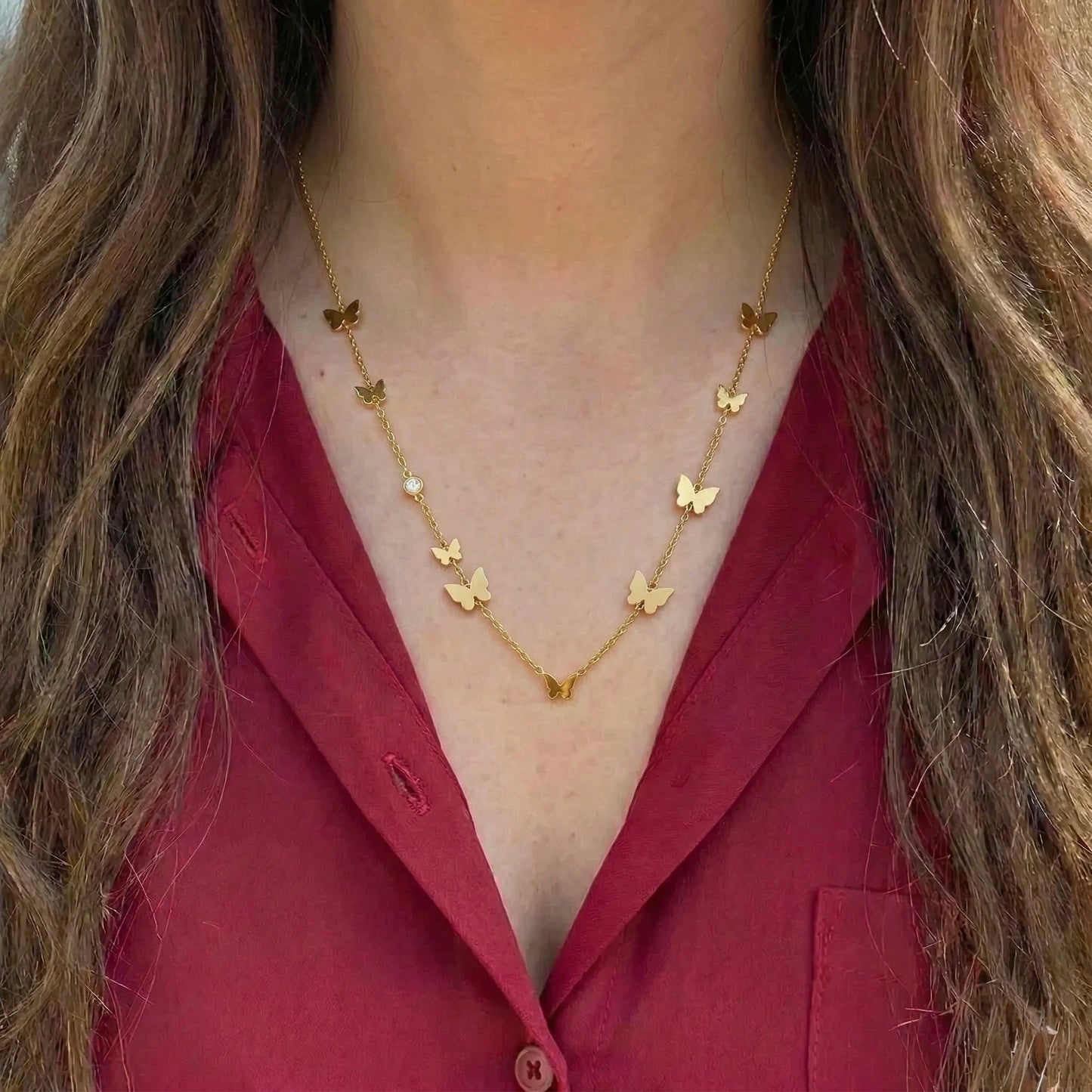 18Kt Gold Plated Dainty Butterfly Drop Necklace