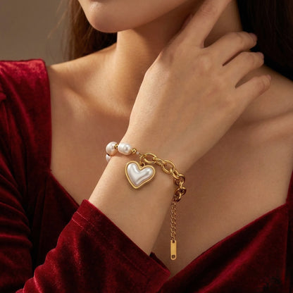 18Kt Gold Plated Elegant Pearl Charm Bracelet
