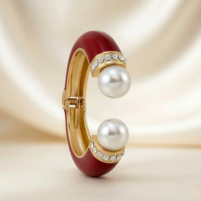 18KT Gold Plated Red Elegance Enamel Cuff