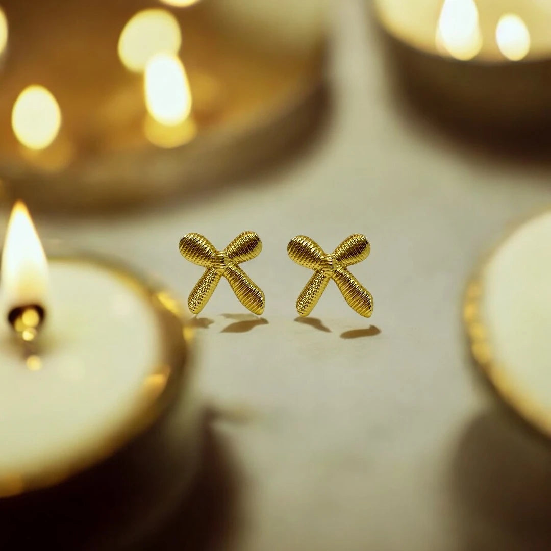 Golden Knot Anti-Tarnish Studs – 18K Gold Plated | Waterproof