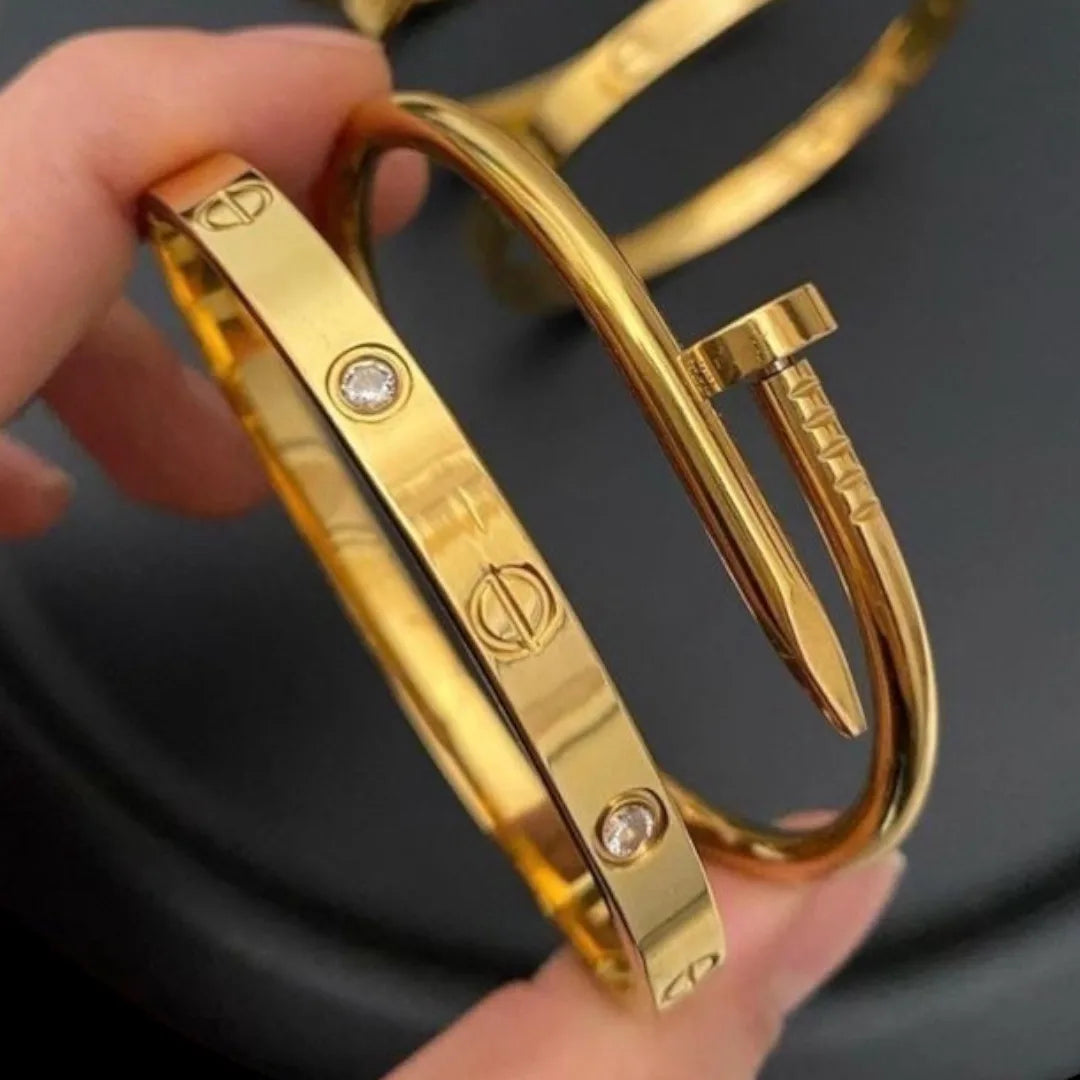 Bold Gold Stack – Nail & Cartier Combo Set