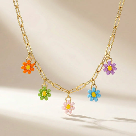 18Kt Gold Plated Summer Bloom Charm Necklace