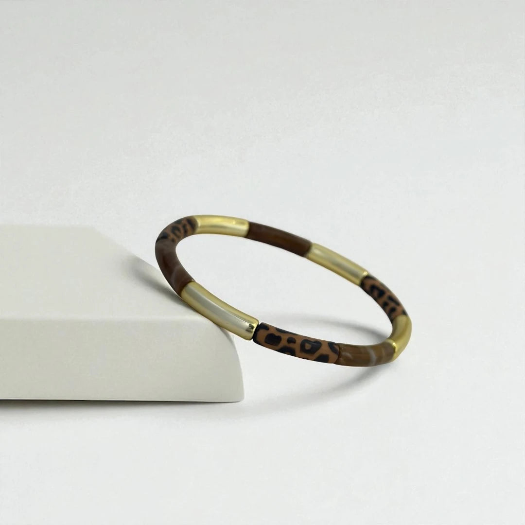 Leopard Print Acrylic Resin Gold Fusion