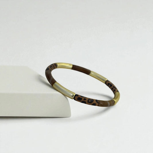18KT Gold Plated Leopard Print Acrylic Resin Gold Fusion