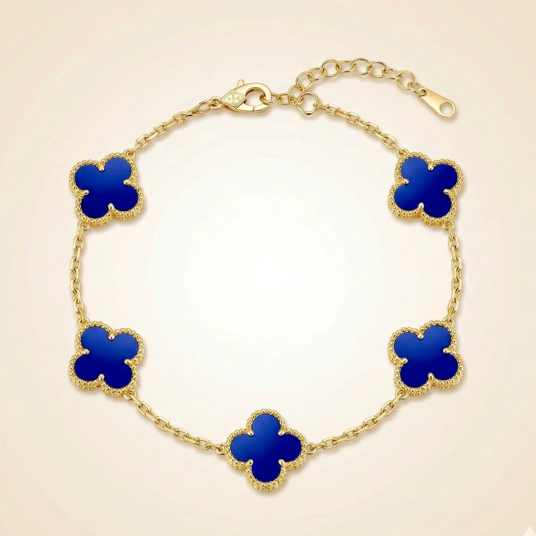 18KT Gold Plated Elegance Blue Clover Bracelet