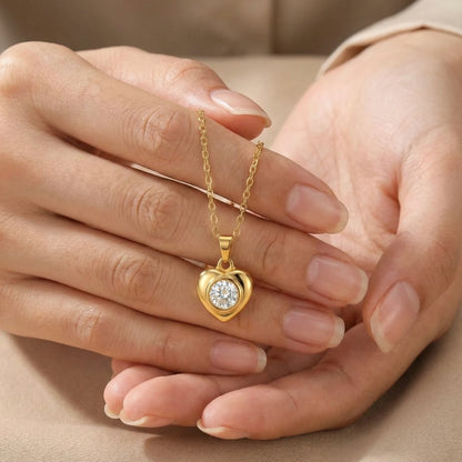 18KT Gold Plated Luxe Solitaire Heart Pendant