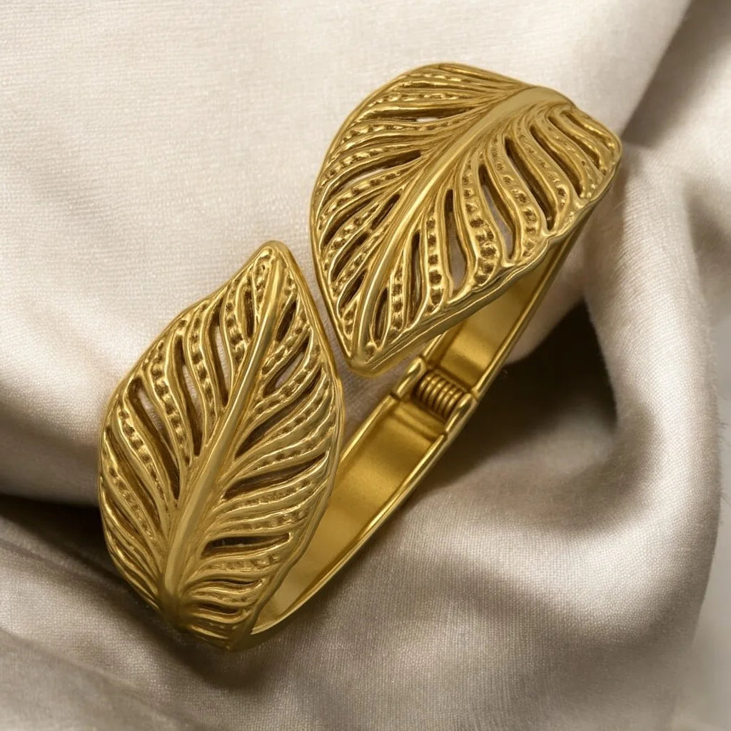 Golden Leaf Embrace Bracelet Cuff