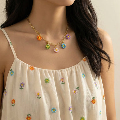 18Kt Gold Plated Summer Bloom Charm Necklace
