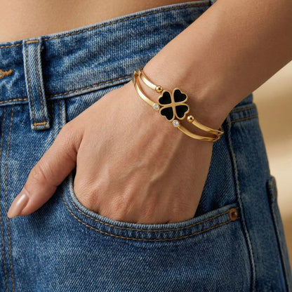 18Kt Gold Plated Lucky Clover Statement Bracelet