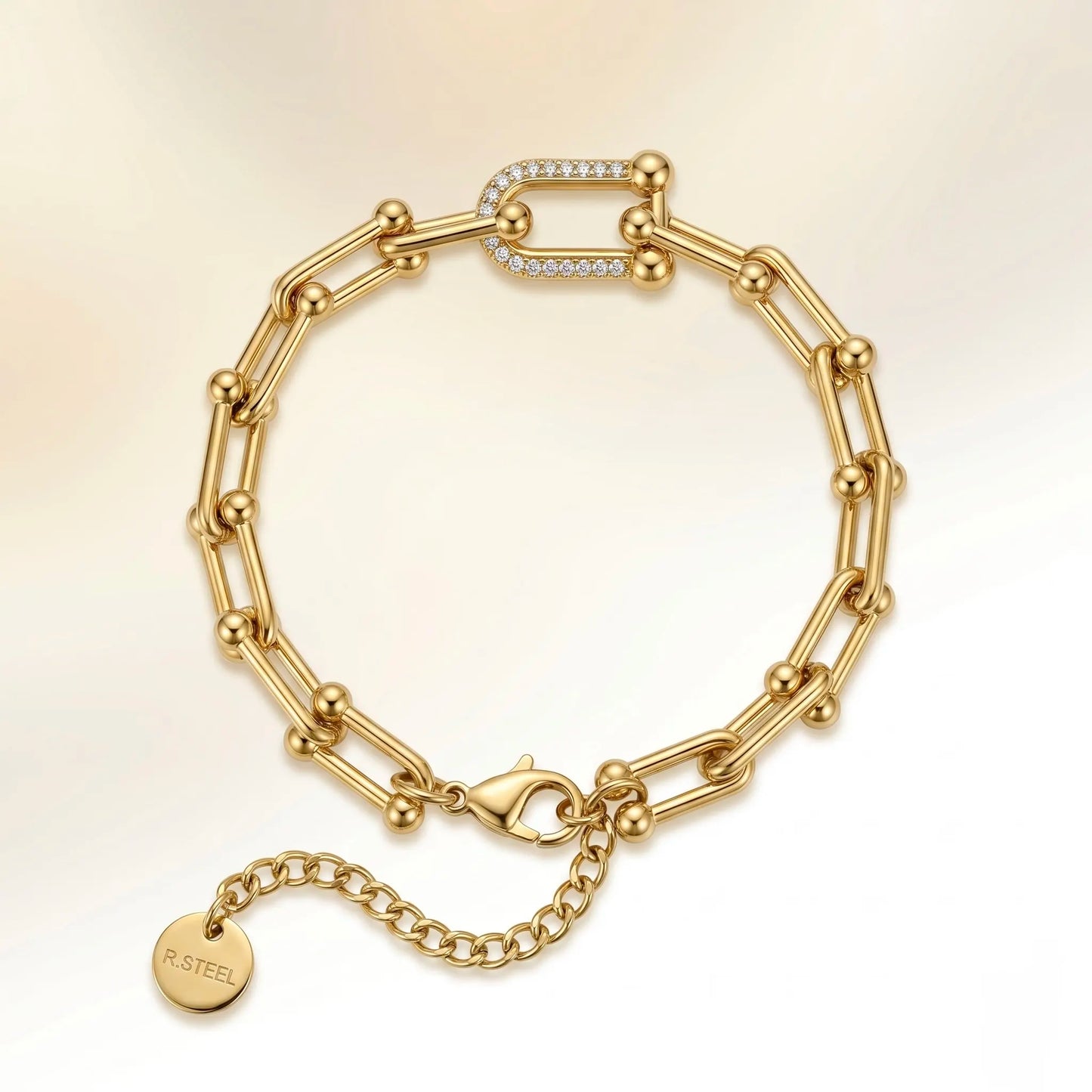 18Kt Gold Plated CZ Paperclip Bracelet
