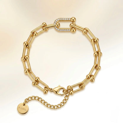 18Kt Gold Plated CZ Paperclip Bracelet