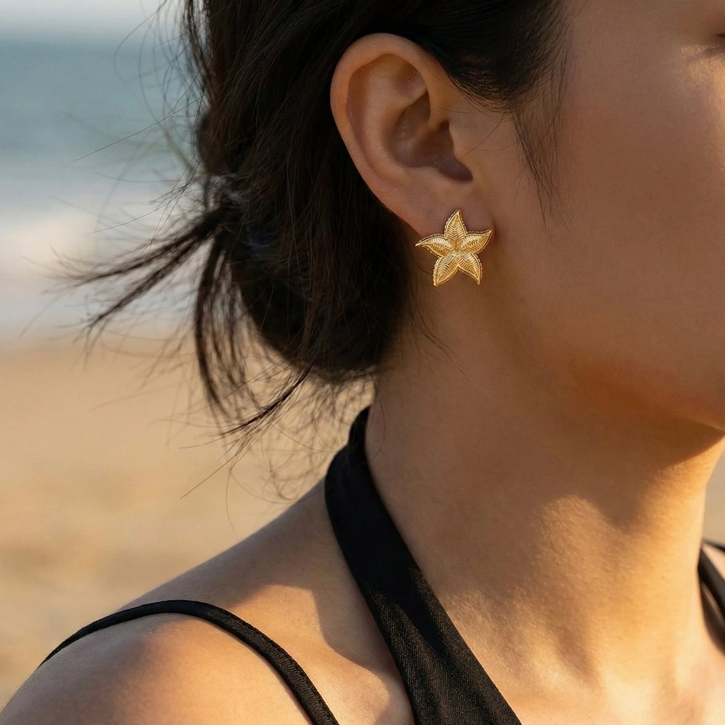 18KT Gold Plated Ocean Charm Star Earrings