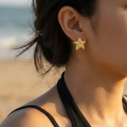 18KT Gold Plated Ocean Charm Star Earrings