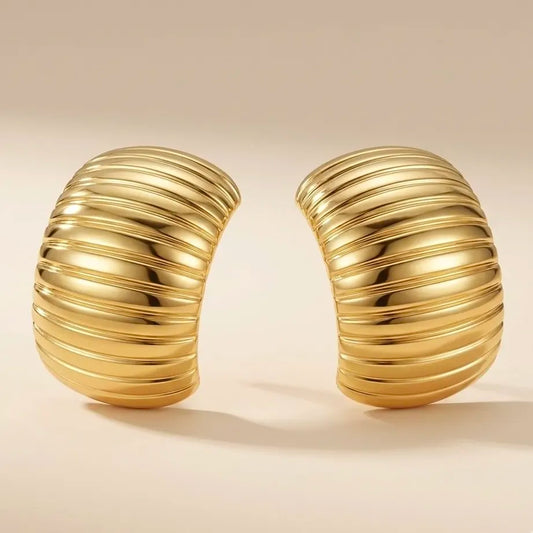 18KT Gold Plated Ribbed Dome Studs