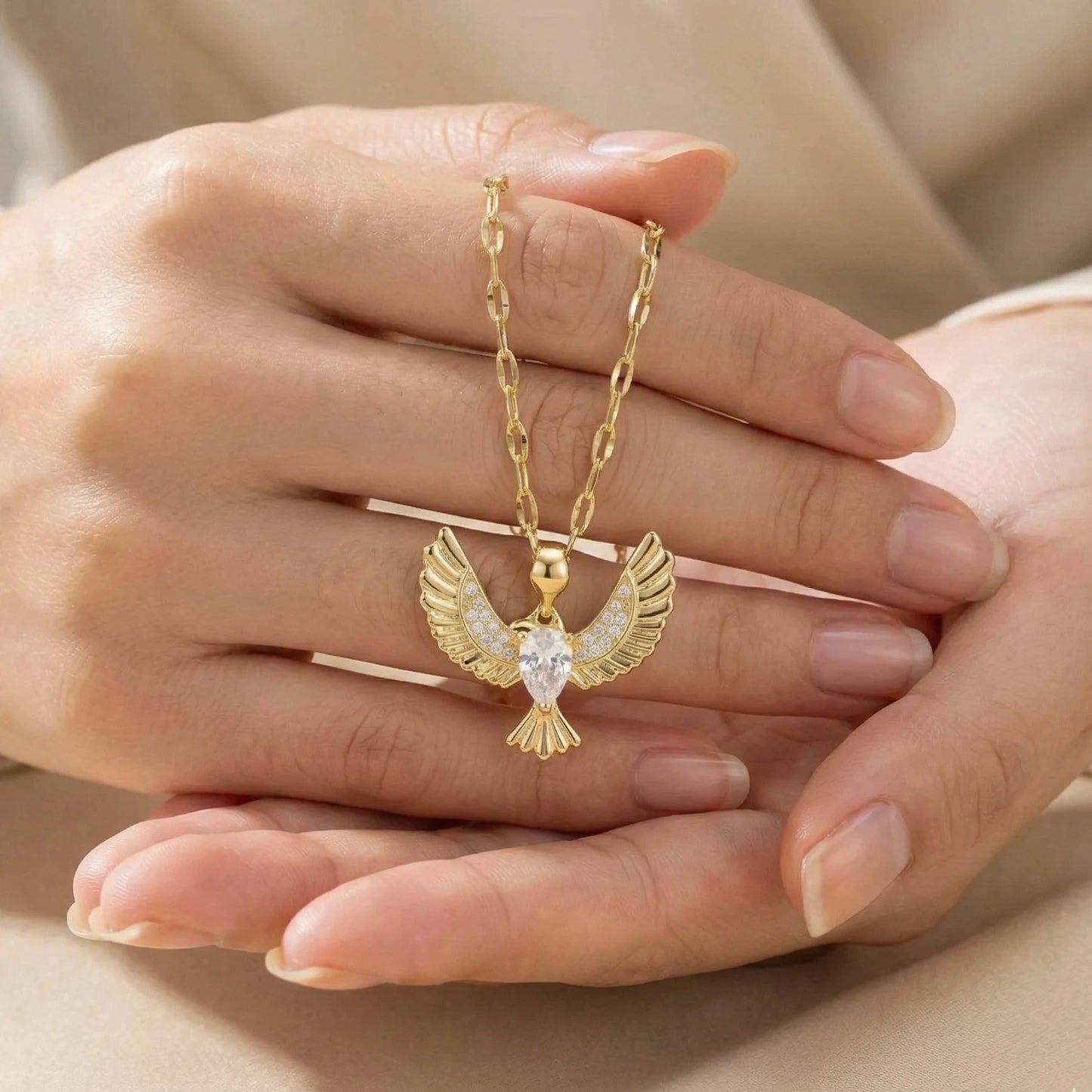 18KT Gold Plated Royal Bird Charm Necklace