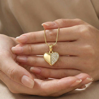 18KT Gold Plated Half Spark Heart Luxe Pendant