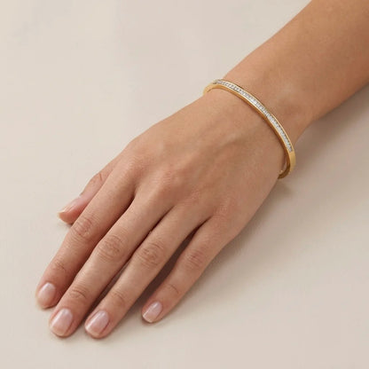 18Kt Gold Plated Cubic Zirconia Open Bangle