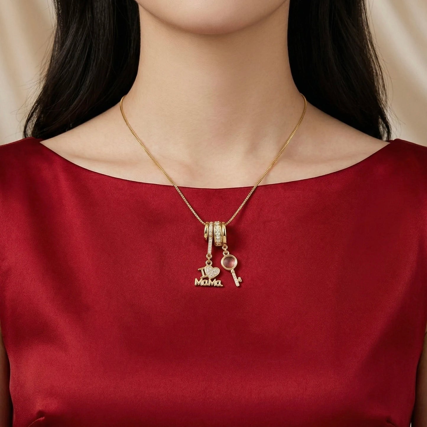 18Kt Gold Plated Love for Mom Charm Necklace