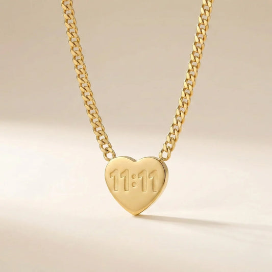 18KT Gold Plated 11:11 Wishmaker Heart Necklace