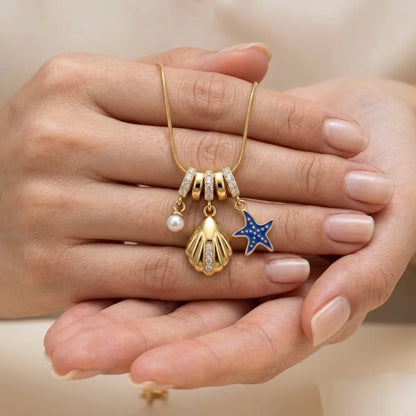 18Kt Gold Plated Pearl Shell Star Necklace