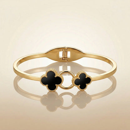18Kt Gold Plated Double Clover Charm Bracelet