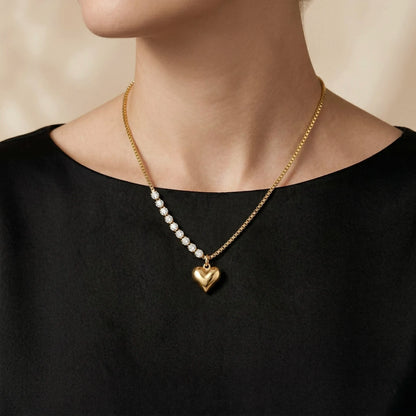18Kt Gold Plated Crystal Heart Pendant Necklace