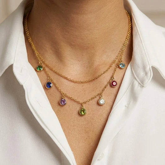 18Kt Gold Plated Dual Layered Rainbow Necklace