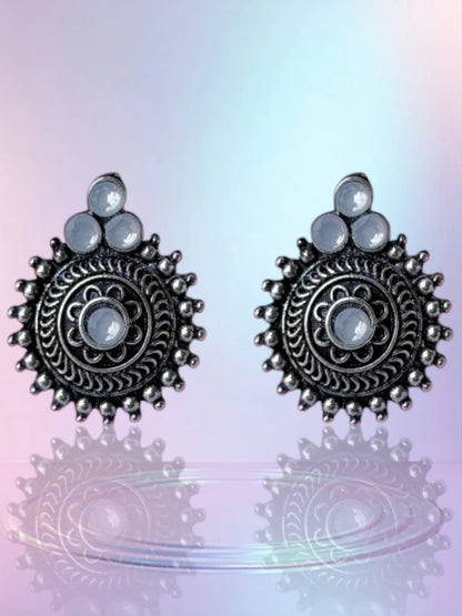 JH Vintage Black Oxidised Stud Earrings
