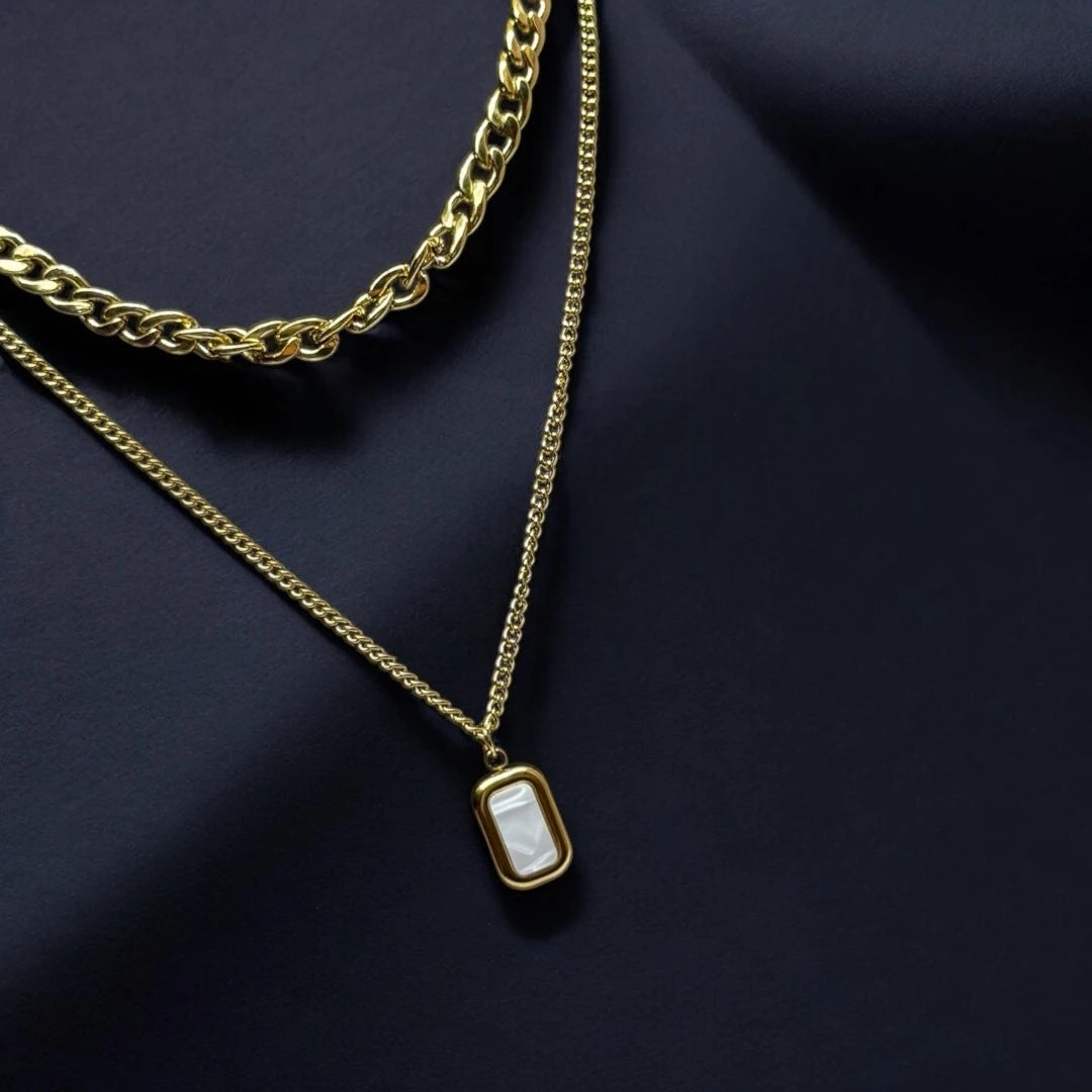 Luxe Layered White Stone Necklace