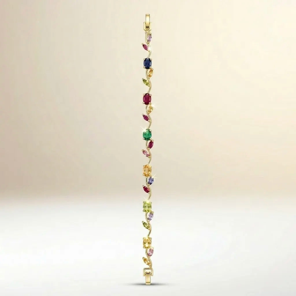 18Kt Gold Plated Rainbow Gem tulip  Bracelet