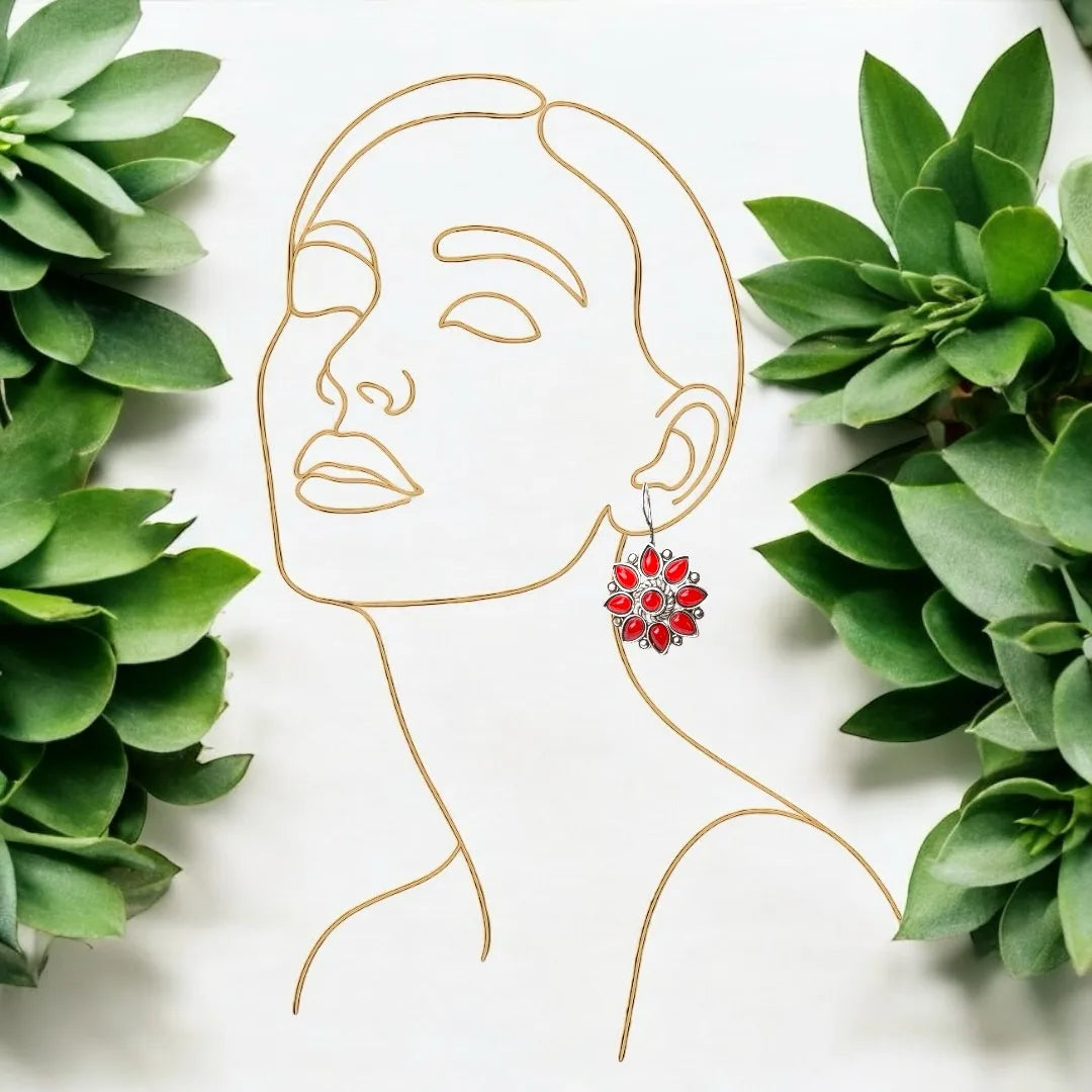 JH Red Petal Mandala Earrings