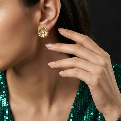 18KT Gold Plated Floral Luxe Stud Earrings