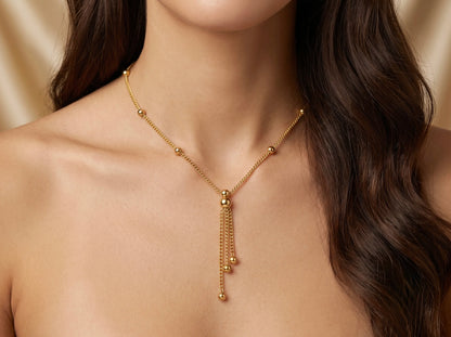 18Kt Gold Plated Beaded Y-Drop Necklace