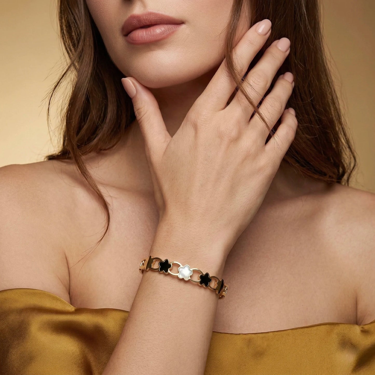 18Kt Gold Plated Luxe Clover Statement Bracelet