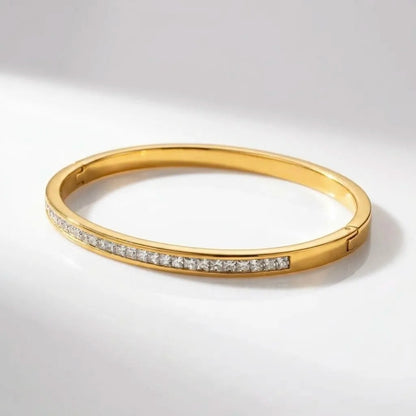 18Kt Gold Plated Cubic Zirconia Open Bangle
