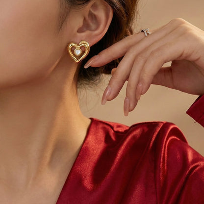 18KT Gold Plated Bold Love Drop Earrings – Anti-Tarnish Romance Look