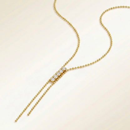 18Kt Gold Plated CZ Bar Tassel Necklace