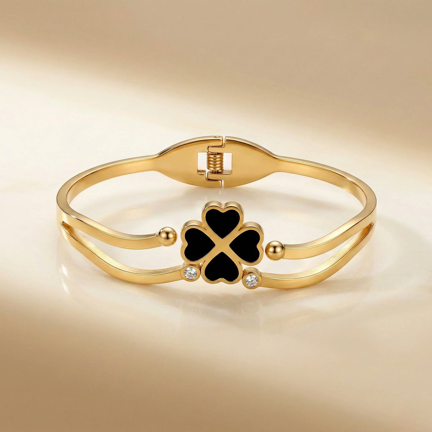 18Kt Gold Plated Lucky Clover Statement Bracelet