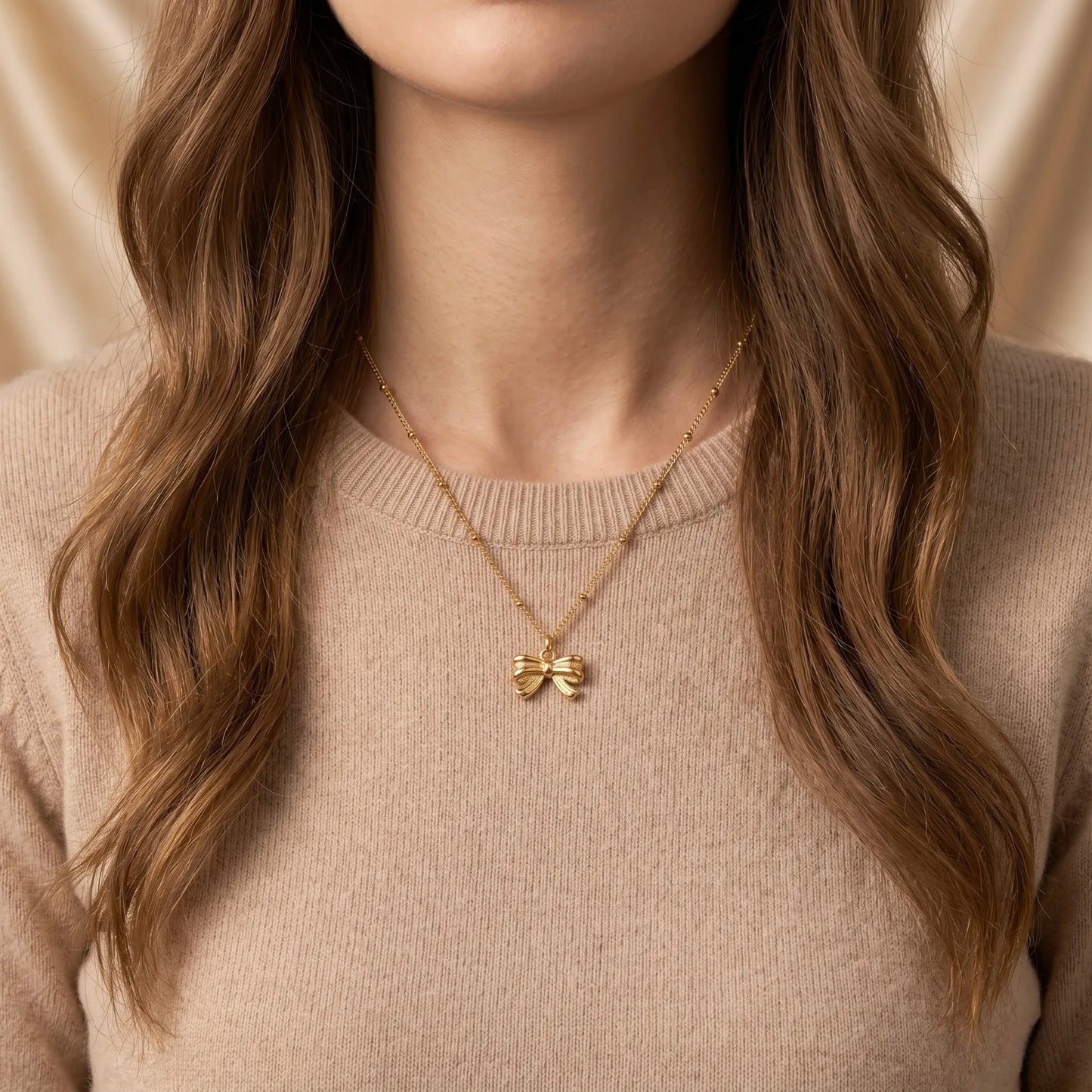 18Kt Gold Plated Cute Bow Chain Necklace