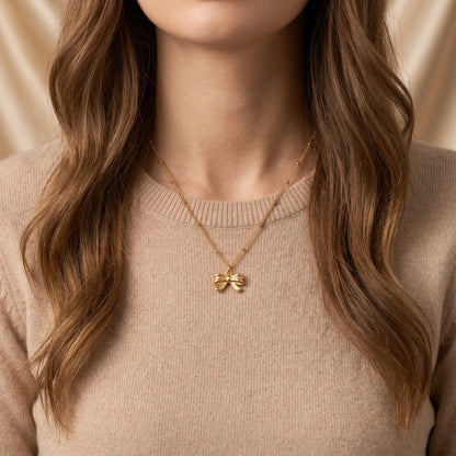 18Kt Gold Plated Cute Bow Chain Necklace