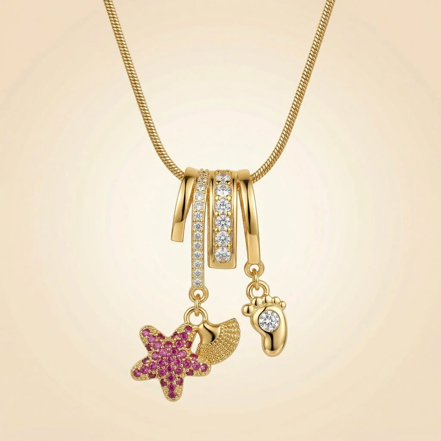 18Kt Gold Plated Starfish Charm Pendant Necklace