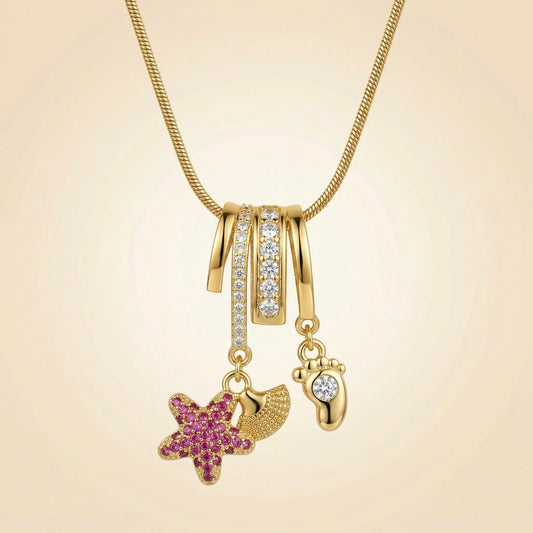 18Kt Gold Plated Starfish Charm Pendant Necklace
