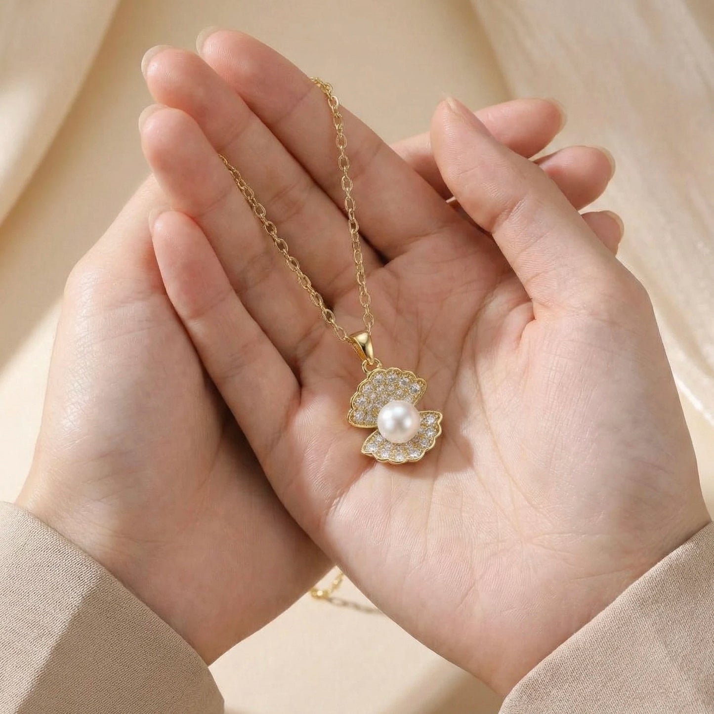 18KT Gold Plated Luxe Petal Pearl