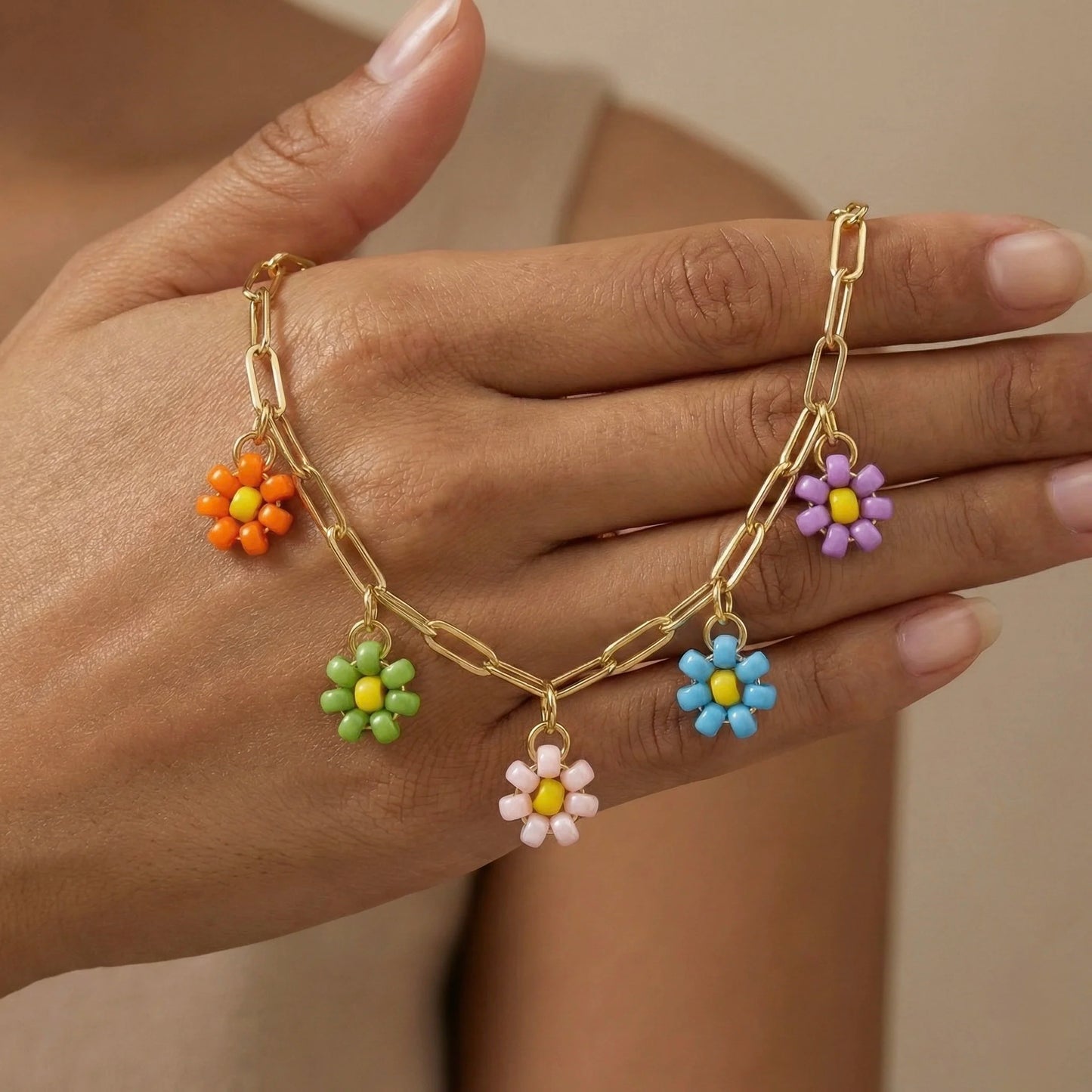 18Kt Gold Plated Summer Bloom Charm Necklace