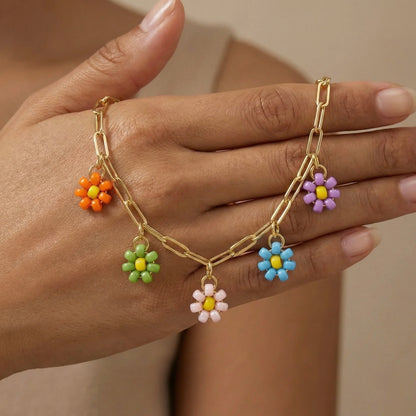 18Kt Gold Plated Summer Bloom Charm Necklace