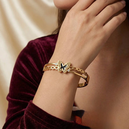 18Kt Gold Plated Elegant Butterfly Bangle Bracelet