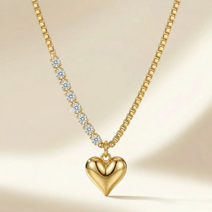 18Kt Gold Plated Crystal Heart Pendant Necklace