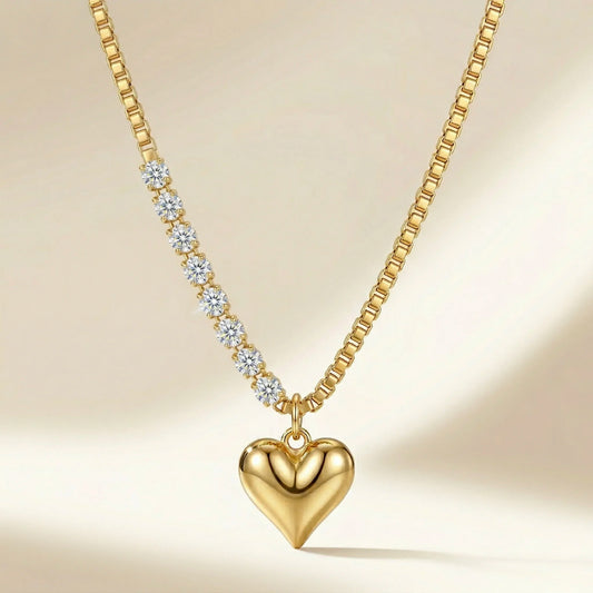 18Kt Gold Plated Crystal Heart Pendant Necklace