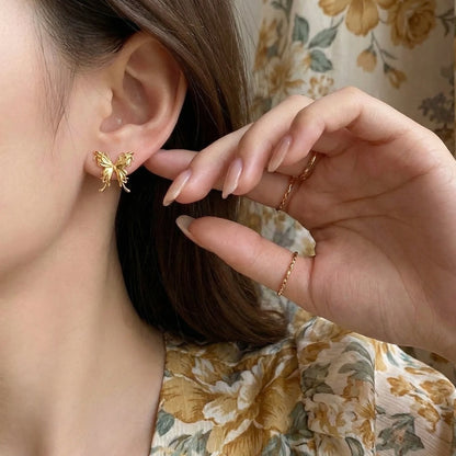 18KT Gold Plated Glossy Butterfly Studs